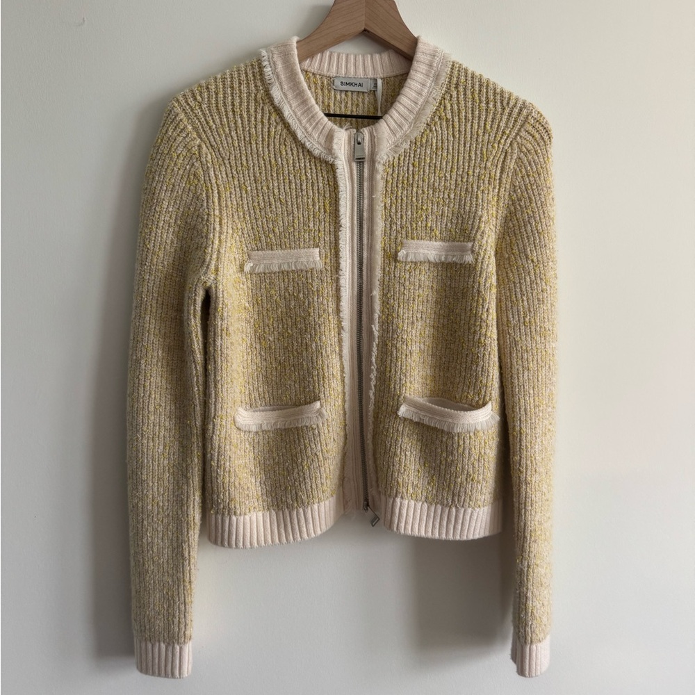 SIMKHAI Harris Yellow Knit Cardigan